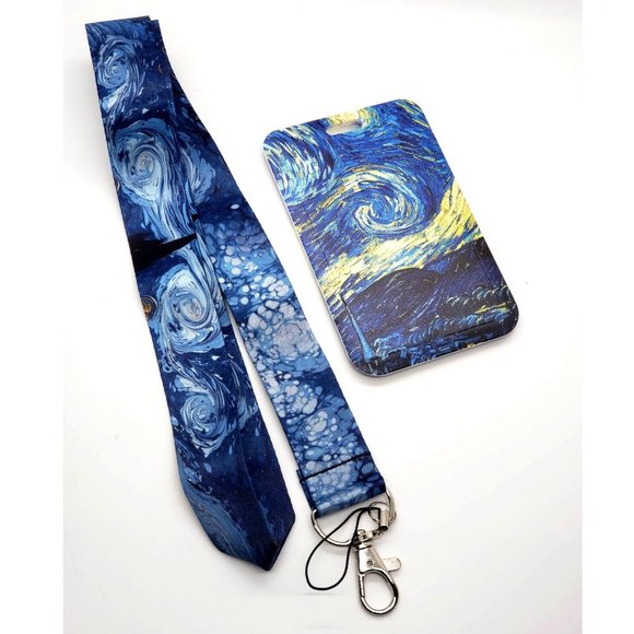 Starry Night Van Gogh Lanyard Blue - Picture 1 of 4